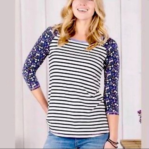 Matilda Jane Baseball tee floral sleeve top size S EUC - Picture 1 of 10
